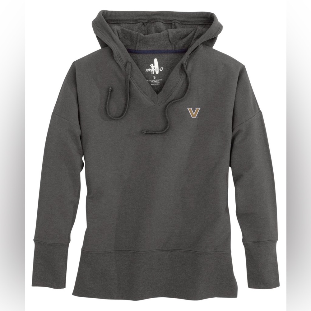 NWT $128 Johnnie-O Vanderbilt University Commodores V-Neck Hoodie Gray Small